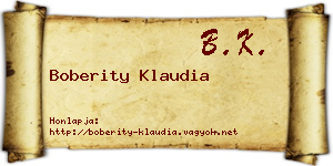Boberity Klaudia névjegykártya